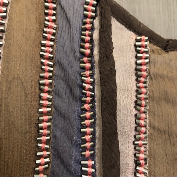 GREYLIN 100% Vintage Silk Beaded Sheer Dolman Sleeve Tunic - Picture 6 of 10